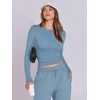 image:imageANRABESS Womens 2 Piece Sweatsuits Long Sleeve Tight Shirt Tops Joggers Fleece Sweatpants Sets 2026 Fall Sweat Lounge OutfitsGray Blue