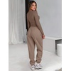 image:imageANRABESS Womens 2 Piece Sweatsuits Long Sleeve Tight Shirt Tops Joggers Fleece Sweatpants Sets 2026 Fall Sweat Lounge OutfitsKhaki