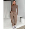 image:imageANRABESS Womens 2 Piece Sweatsuits Long Sleeve Tight Shirt Tops Joggers Fleece Sweatpants Sets 2026 Fall Sweat Lounge OutfitsKhaki