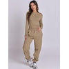 image:imageANRABESS Womens 2 Piece Sweatsuits Long Sleeve Tight Shirt Tops Joggers Fleece Sweatpants Sets 2026 Fall Sweat Lounge OutfitsKhaki