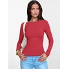 image:imageANRABESS Womens Boat Neck Long Sleeve Shirts Rib Knit Slim Fitting Tops Basic Tees 2026 Casual Comfy Fall Outfits ClothesBright Red