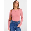 image:imageANRABESS Womens Boat Neck Long Sleeve Shirts Rib Knit Slim Fitting Tops Basic Tees 2026 Casual Comfy Fall Outfits ClothesCoral Pink