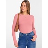 image:imageANRABESS Womens Boat Neck Long Sleeve Shirts Rib Knit Slim Fitting Tops Basic Tees 2026 Casual Comfy Fall Outfits ClothesCoral Pink