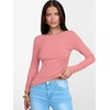 image:imageANRABESS Womens Boat Neck Long Sleeve Shirts Rib Knit Slim Fitting Tops Basic Tees 2026 Casual Comfy Fall Outfits ClothesCoral Pink