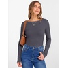 image:imageANRABESS Womens Boat Neck Long Sleeve Shirts Rib Knit Slim Fitting Tops Basic Tees 2026 Casual Comfy Fall Outfits ClothesDeep Grey