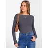 image:imageANRABESS Womens Boat Neck Long Sleeve Shirts Rib Knit Slim Fitting Tops Basic Tees 2026 Casual Comfy Fall Outfits ClothesDeep Grey
