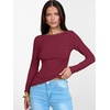 image:imageANRABESS Womens Boat Neck Long Sleeve Shirts Rib Knit Slim Fitting Tops Basic Tees 2026 Casual Comfy Fall Outfits ClothesDeep Red