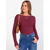 image:imageANRABESS Womens Boat Neck Long Sleeve Shirts Rib Knit Slim Fitting Tops Basic Tees 2026 Casual Comfy Fall Outfits ClothesDeep Red