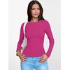 image:imageANRABESS Womens Boat Neck Long Sleeve Shirts Rib Knit Slim Fitting Tops Basic Tees 2026 Casual Comfy Fall Outfits ClothesHot Pink