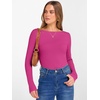 image:imageANRABESS Womens Boat Neck Long Sleeve Shirts Rib Knit Slim Fitting Tops Basic Tees 2026 Casual Comfy Fall Outfits ClothesHot Pink