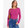 image:imageANRABESS Womens Boat Neck Long Sleeve Shirts Rib Knit Slim Fitting Tops Basic Tees 2026 Casual Comfy Fall Outfits ClothesHot Pink