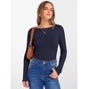 image:imageANRABESS Womens Boat Neck Long Sleeve Shirts Rib Knit Slim Fitting Tops Basic Tees 2026 Casual Comfy Fall Outfits ClothesNavy Blue