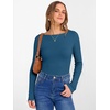 image:imageANRABESS Womens Boat Neck Long Sleeve Shirts Rib Knit Slim Fitting Tops Basic Tees 2026 Casual Comfy Fall Outfits ClothesTeal