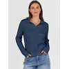 image:imageANRABESS Womens Cable Knit Sweaters Long Sleeve V Neck Sweater Tops Casual Pullover Polo Shirts Fall Fashion OutfitsDeep Blue