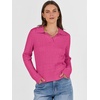 image:imageANRABESS Womens Cable Knit Sweaters Long Sleeve V Neck Sweater Tops Casual Pullover Polo Shirts Fall Fashion OutfitsHot Pink