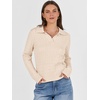 image:imageANRABESS Womens Cable Knit Sweaters Long Sleeve V Neck Sweater Tops Casual Pullover Polo Shirts Fall Fashion OutfitsParchment Beige