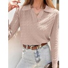 image:imageANRABESS Womens Cable Knit Sweaters Long Sleeve V Neck Sweater Tops Casual Pullover Polo Shirts Fall Fashion OutfitsTaffy