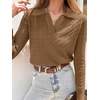 image:imageANRABESS Womens Cable Knit Sweaters Long Sleeve V Neck Sweater Tops Casual Pullover Polo Shirts Fall Fashion OutfitsTan
