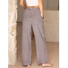 image:imageANRABESS Womens Gingham Striped Pants  Casual Lounge Pajama Bottoms for Home Sleep Daily WearBrown White Plaid