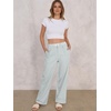 image:imageANRABESS Womens Gingham Striped Pants  Casual Lounge Pajama Bottoms for Home Sleep Daily WearGreen White Stripe
