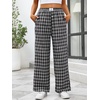 image:imageANRABESS Womens Gingham Striped Pants  Casual Lounge Pajama Bottoms for Home Sleep Daily WearMulti Black Plaid