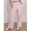 image:imageANRABESS Womens Gingham Striped Pants  Casual Lounge Pajama Bottoms for Home Sleep Daily WearPink White Stripe
