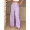 image:imageANRABESS Womens Gingham Striped Pants  Casual Lounge Pajama Bottoms for Home Sleep Daily WearPurple White Plaid