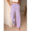 image:imageANRABESS Womens Gingham Striped Pants  Casual Lounge Pajama Bottoms for Home Sleep Daily WearPurple White Plaid