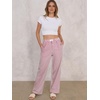 image:imageANRABESS Womens Gingham Striped Pants  Casual Lounge Pajama Bottoms for Home Sleep Daily WearRed White Stripe