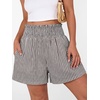 image:imageANRABESS Womens High Waisted Striped amp Gingham Shorts  Comfy Lightweight Breathable Fabric Stretchy Smocked Waist With Pockets Casual Lounge Pajama Clohtes Summer Daily WearBrown White Stripe
