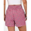 image:imageANRABESS Womens High Waisted Striped amp Gingham Shorts  Comfy Lightweight Breathable Fabric Stretchy Smocked Waist With Pockets Casual Lounge Pajama Clohtes Summer Daily WearRed White Plaid