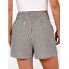 image:imageANRABESS Womens High Waisted Striped amp Gingham Shorts  Comfy Lightweight Breathable Fabric Stretchy Smocked Waist With Pockets Casual Lounge Pajama Clohtes Summer Daily WearBrown White Stripe