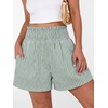 image:imageANRABESS Womens High Waisted Striped amp Gingham Shorts  Comfy Lightweight Breathable Fabric Stretchy Smocked Waist With Pockets Casual Lounge Pajama Clohtes Summer Daily WearGreen White Stripe