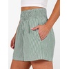 image:imageANRABESS Womens High Waisted Striped amp Gingham Shorts  Comfy Lightweight Breathable Fabric Stretchy Smocked Waist With Pockets Casual Lounge Pajama Clohtes Summer Daily WearGreen White Stripe