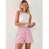 image:imageANRABESS Womens High Waisted Striped amp Gingham Shorts  Comfy Lightweight Breathable Fabric Stretchy Smocked Waist With Pockets Casual Lounge Pajama Clohtes Summer Daily WearPink White Plaid