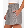 image:imageANRABESS Womens High Waisted Striped amp Gingham Shorts  Comfy Lightweight Breathable Fabric Stretchy Smocked Waist With Pockets Casual Lounge Pajama Clohtes Summer Daily WearBrown White Stripe