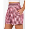 image:imageANRABESS Womens High Waisted Striped amp Gingham Shorts  Comfy Lightweight Breathable Fabric Stretchy Smocked Waist With Pockets Casual Lounge Pajama Clohtes Summer Daily WearRed White Plaid