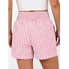 image:imageANRABESS Womens High Waisted Striped amp Gingham Shorts  Comfy Lightweight Breathable Fabric Stretchy Smocked Waist With Pockets Casual Lounge Pajama Clohtes Summer Daily WearPink White Plaid