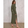 image:imageANRABESS Womens Long Sleeve Maxi Dress Tie Waist Slim with Side Slit Elegant for Work Casual Versatile Fall Winter DressArmy Green