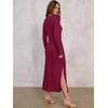image:imageANRABESS Womens Long Sleeve Maxi Dress Tie Waist Slim with Side Slit Elegant for Work Casual Versatile Fall Winter DressBurgundy