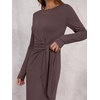 image:imageANRABESS Womens Long Sleeve Maxi Dress Tie Waist Slim with Side Slit Elegant for Work Casual Versatile Fall Winter DressCoffee