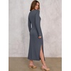 image:imageANRABESS Womens Long Sleeve Maxi Dress Tie Waist Slim with Side Slit Elegant for Work Casual Versatile Fall Winter DressDeep Gray