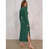 image:imageANRABESS Womens Long Sleeve Maxi Dress Tie Waist Slim with Side Slit Elegant for Work Casual Versatile Fall Winter DressDeep Green