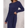 image:imageANRABESS Womens Long Sleeve Maxi Dress Tie Waist Slim with Side Slit Elegant for Work Casual Versatile Fall Winter DressNavy Blue