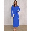 image:imageANRABESS Womens Long Sleeve Maxi Dress Tie Waist Slim with Side Slit Elegant for Work Casual Versatile Fall Winter DressRoyal Blue