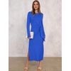 image:imageANRABESS Womens Long Sleeve Maxi Dress Tie Waist Slim with Side Slit Elegant for Work Casual Versatile Fall Winter DressRoyal Blue
