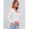 image:imageANRABESS Womens Long Sleeve V Neck Crop Tops  Slim Fit Ribbed Knit Shirts Comfy Soft Layering Top Basic Casual Daily Wear Undershirts Fall Spring Transition OutfitsWhite