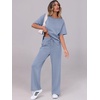image:imageANRABESS Womens Lounge Sets 2 Piece Outfits 2026 Summer Casual Short Sleeve Sweatsuits Matching Tracksuits Wide Leg Pant SetGray Blue