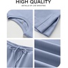 image:imageANRABESS Womens Lounge Sets 2 Piece Outfits 2026 Summer Casual Short Sleeve Sweatsuits Matching Tracksuits Wide Leg Pant SetGray Blue