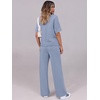 image:imageANRABESS Womens Lounge Sets 2 Piece Outfits 2026 Summer Casual Short Sleeve Sweatsuits Matching Tracksuits Wide Leg Pant SetGray Blue